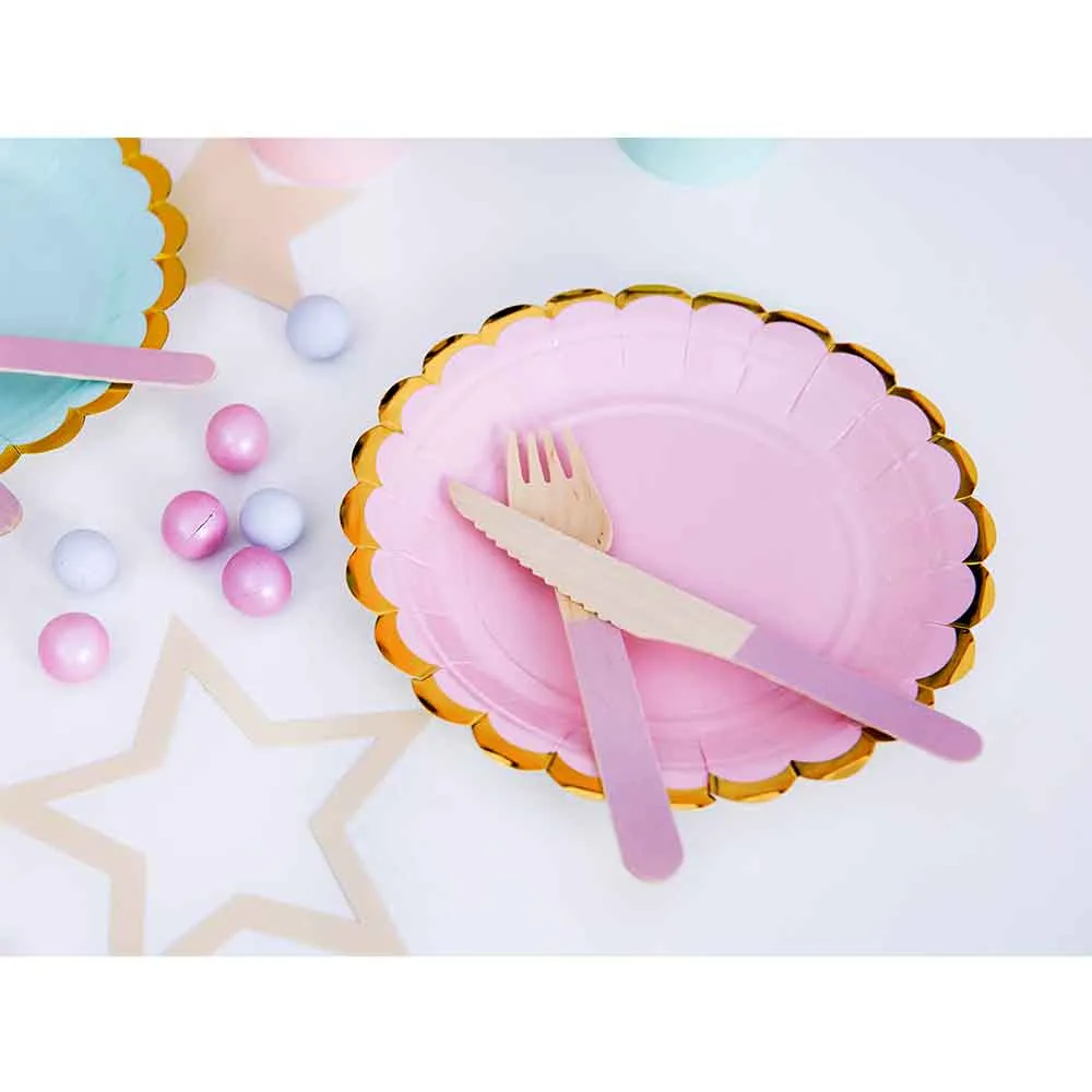 Tallerken Pastell Rosa 6 stk.