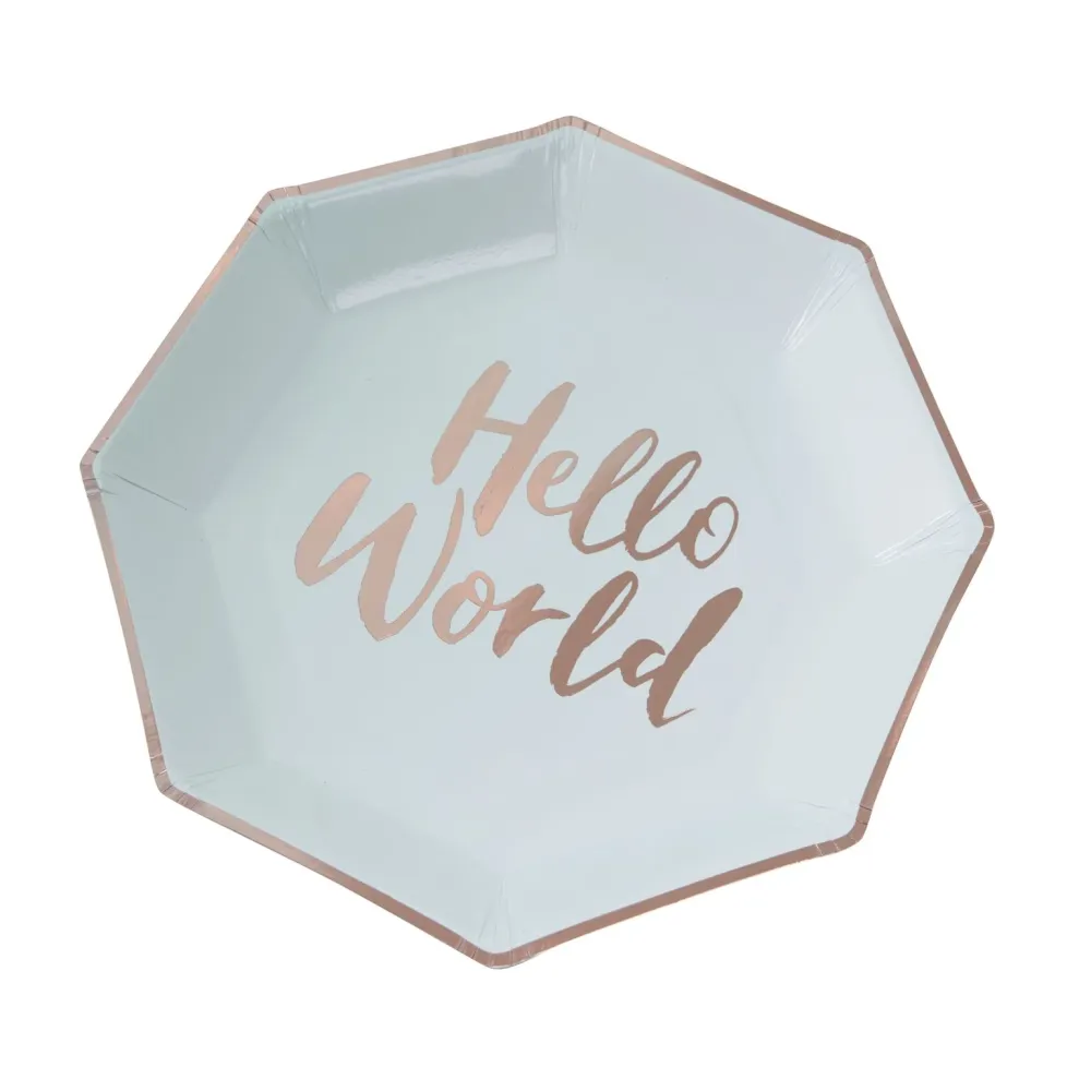 Tallerkener Hello World 8 stk.
