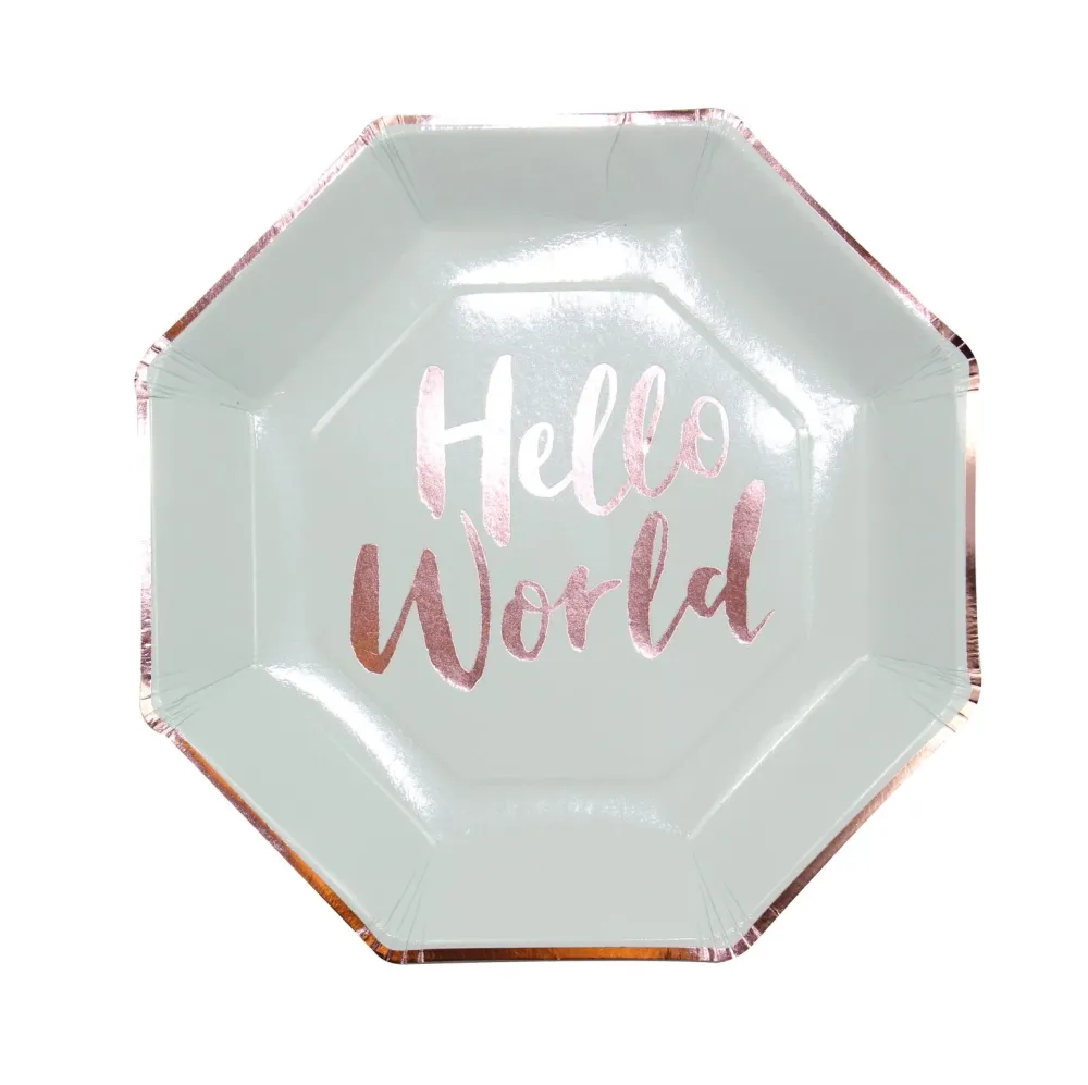 Tallerkener Hello World 8 stk.