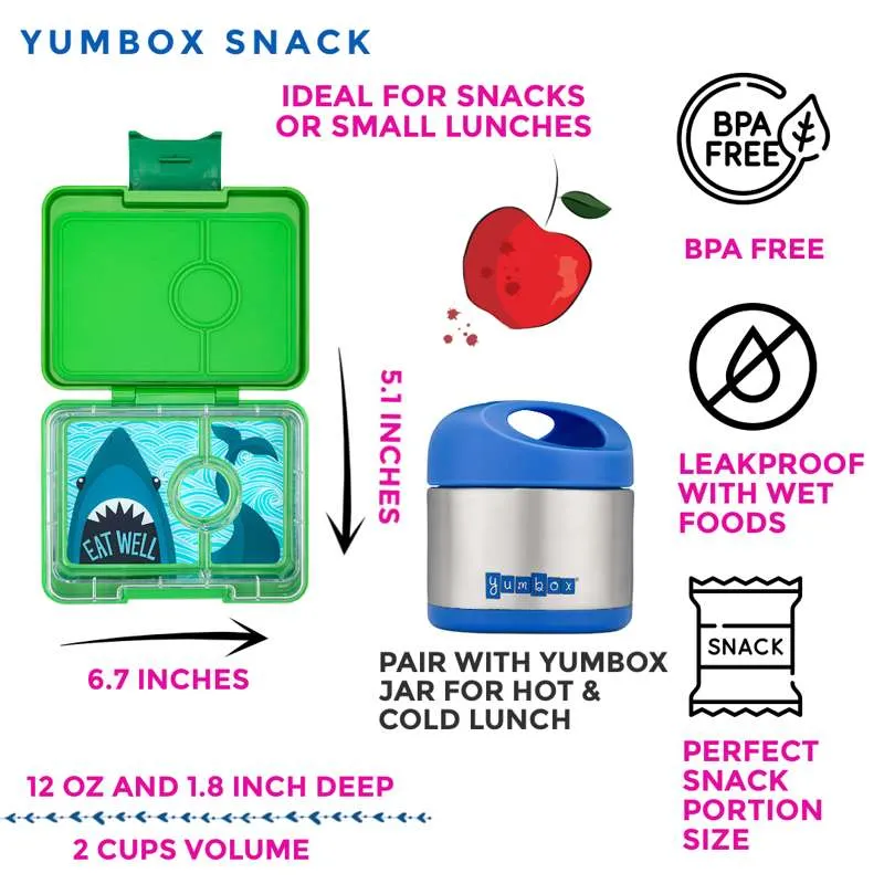 Yumbox Matboks - Minisnack - 3 rom - Jurassic Green/Hai