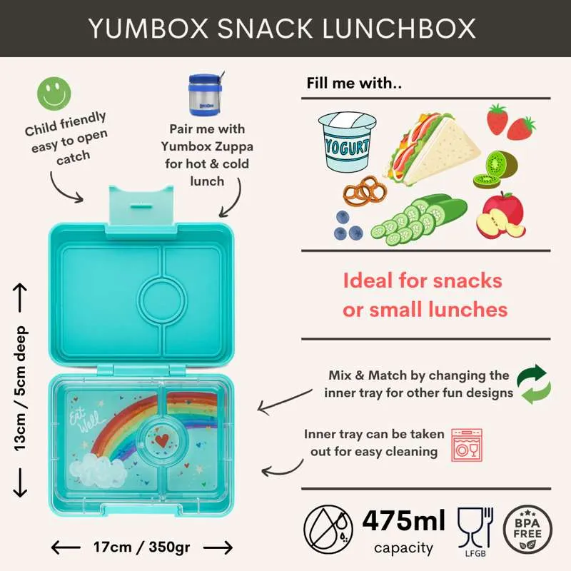 Yumbox Matboks - Minisnack - 3 rom - Twinkle Aqua Glitter