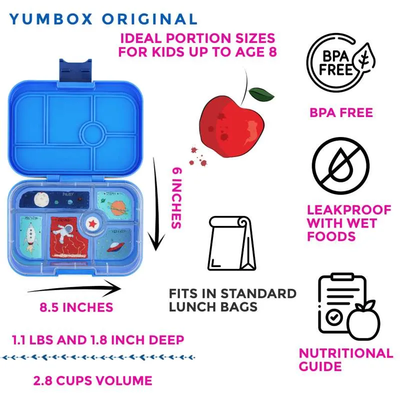 Yumbox Matboks - Original - 6 rom - Surf Blue/Rocket
