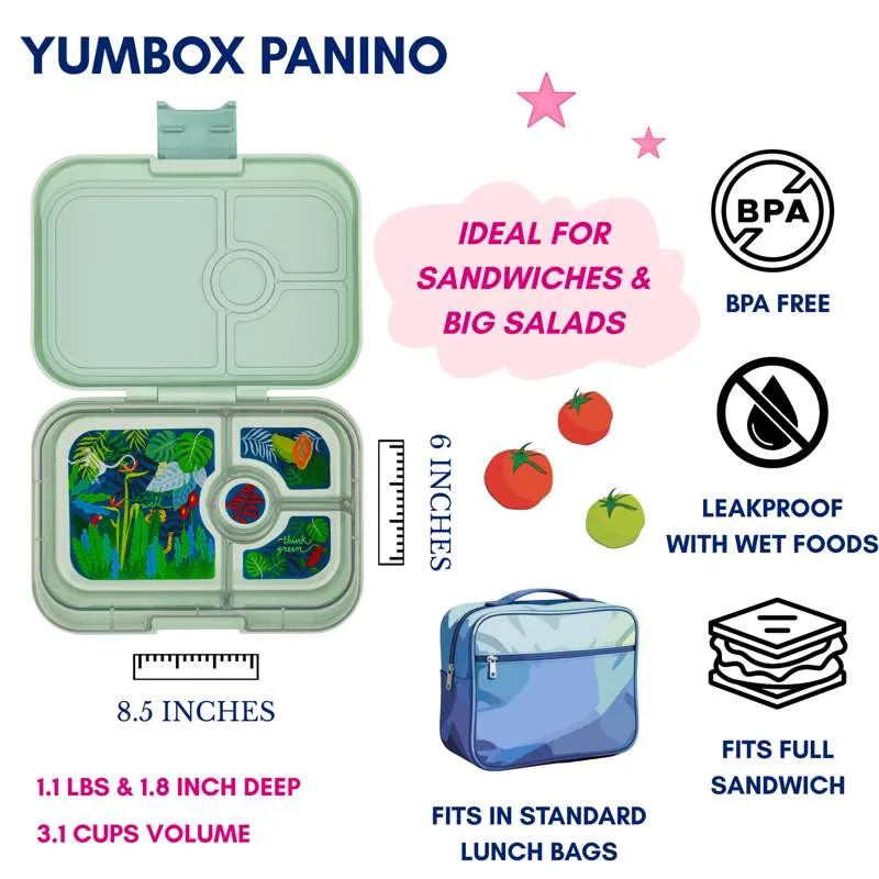 Yumbox Matboks - Panino - 4 rom - Salviagrønn/Jungle