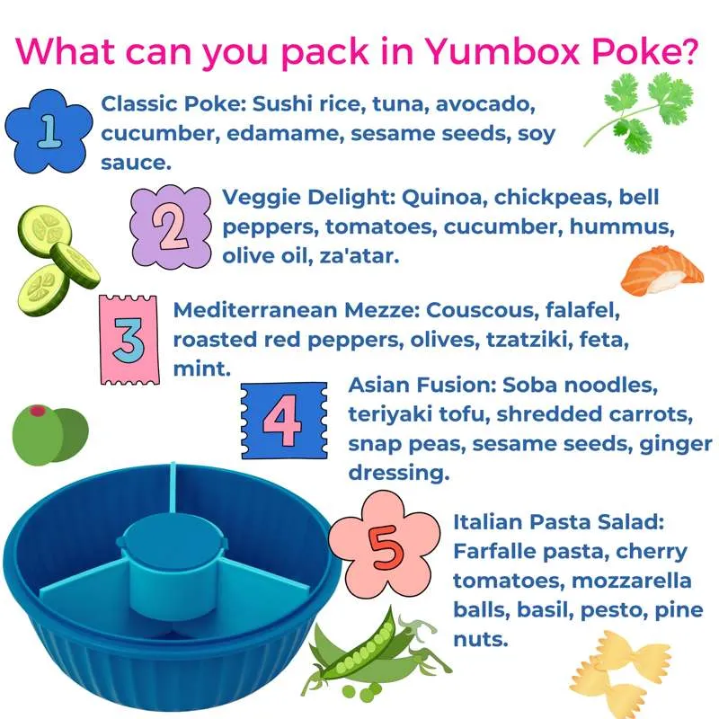 Yumbox Matboks - Poke Love Bowl - 4 rom - Lagoon Blue