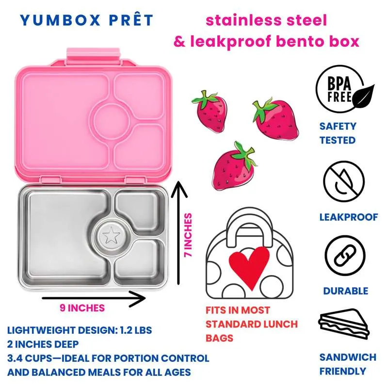 Yumbox Matboks - Presto Rustfritt Stål - 4 rom - Versaille Rose