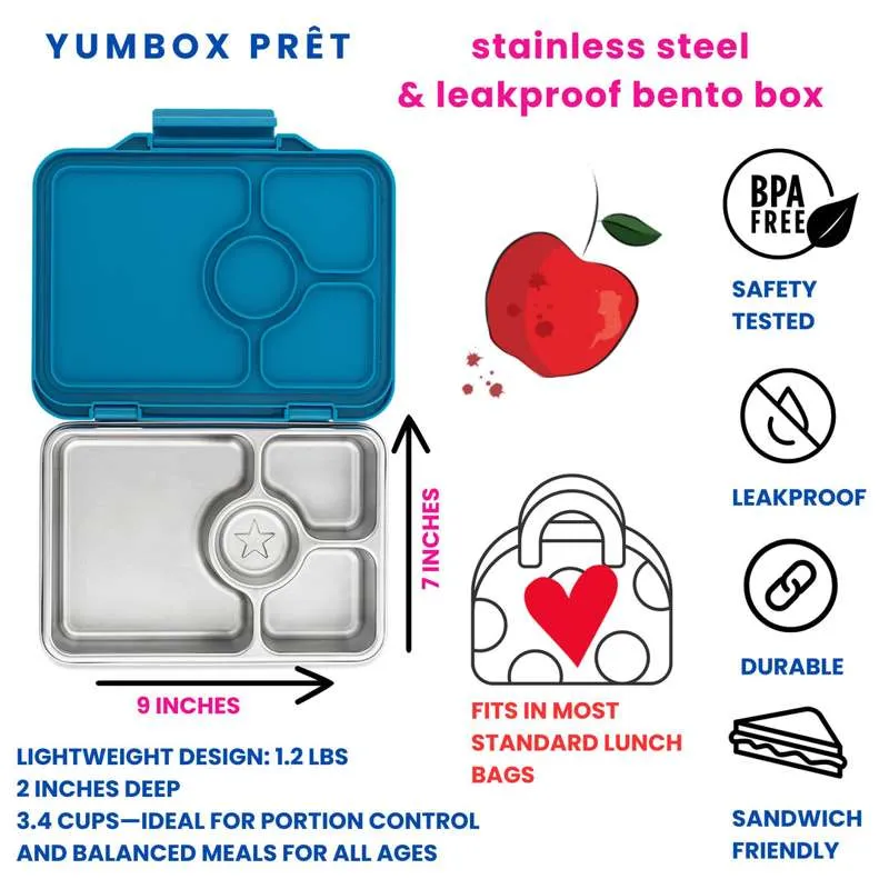 Yumbox Matboks - Presto Rustfritt Stål - 4 rom - Twilight Blue Glitter