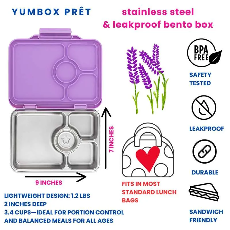 Yumbox Matboks - Presto Rustfritt Stål - 4 rom - Pomme Grønn