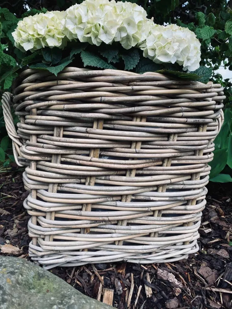 Plantekurv - Grå Rattan - Stor