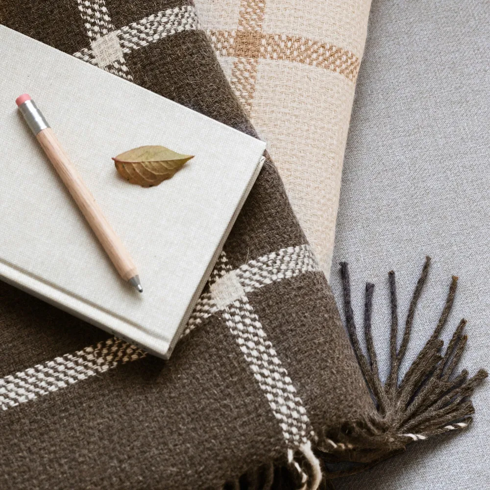 Alpakkapledd Tartan Brown